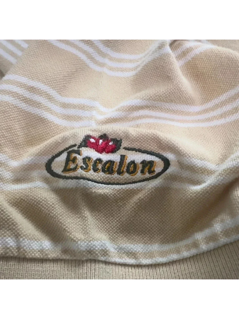 Adidas 60's 2 Ply Mercerized Polo Shirt Men's Large Yellow White Striped Escalon